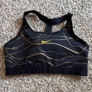 Nike Black Sports Bra with Gold Wave Accent